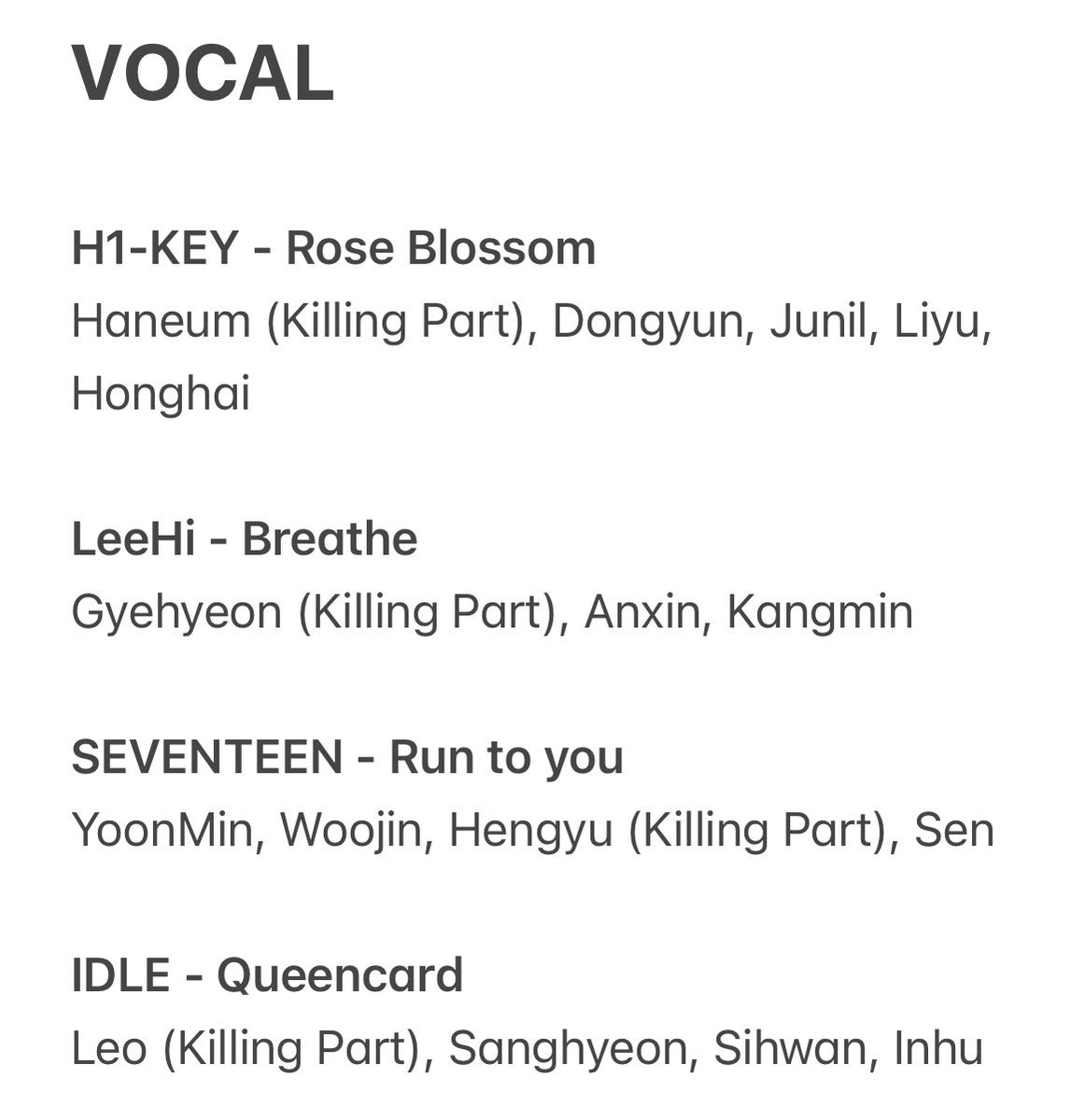 hyeoncentric's tweet photo. 2nd mission teams and songs https://t.co/sWMDaN9te2