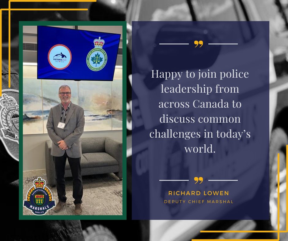 SKMarshals's tweet photo. Earlier this week, our Deputy Chief represented the Saskatchewan Marshals Service at the 120th CACP Annual Summit and Policing Trade Show in Victoria, BC. The event brought leaders together from across Canada to collaborate on a range of policing issues and innovations. #CACP https://t.co/wEjHniuHTe
