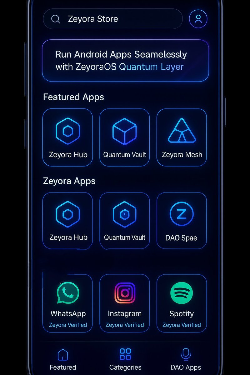 ZeyoraPhone's tweet image. Zeyora os Concept UI
Introducing ZeyoraOS — the world’s first blockchain + quantum powered operating system.
#ZeyoraOS #Web3 #FutureOfOs
