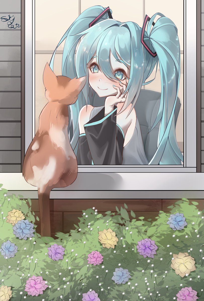 ₊˚⊹♡ ᓚ₍ ^. .^₎ Trying out some new ways to shade. The difference is subtle but Im liking it #HatsuneMiku #HatsuneMikuArt