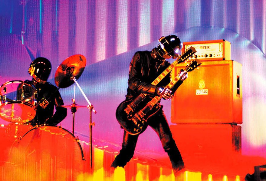 DaftClubHQ's tweet image. Spikes, leather, and neon: all the makings of a classic rock ’n’ roll MV. 🤖🎸

Behind the scenes of the famous Robot Rock music video.