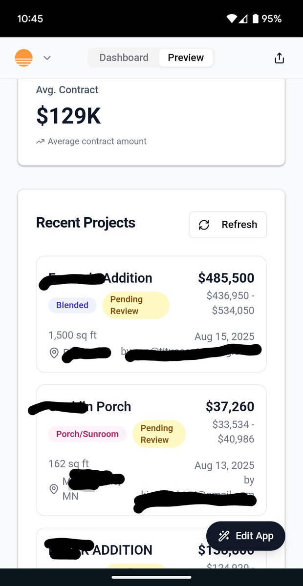 🎤 Voice to text scope
📄 Upload plans (optional)
🧮 Input SF per project type with some modifiers
✨ Send that and historical data to Claude API
💲Recieve an instant estimate with a description, and category price breakdown.
📈 Then add actuals to track variance.
😎 Instant