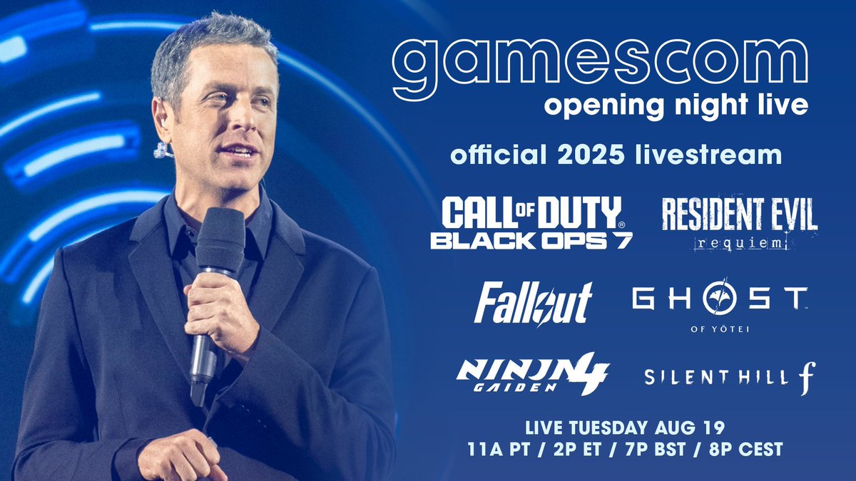 Summer Game Fest (@summergamefest) on Twitter photo Tuesday, watch <a href="/gamescom/">gamescom</a> Opening Night Live hosted by <a href="/geoffkeighley/">Geoff Keighley</a> and <a href="/sjokz/">Eefje Depoortere</a>
Livestream link: bit.ly/onl25yt Tuesday, watch <a href="/gamescom/">gamescom</a> Opening Night Live hosted by <a href="/geoffkeighley/">Geoff Keighley</a> and <a href="/sjokz/">Eefje Depoortere</a>
Livestream link: bit.ly/onl25yt