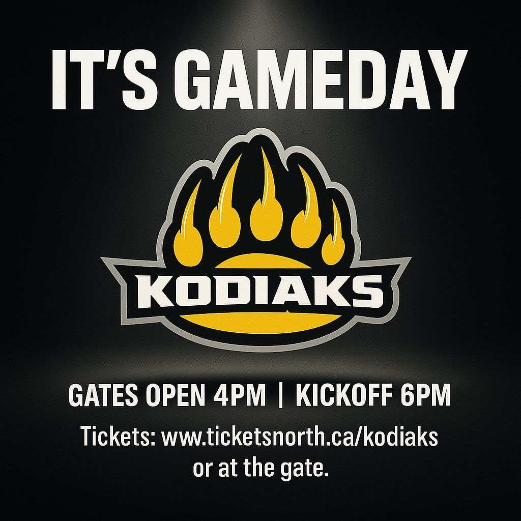 The Spruce Kings are wishing the Prince George Kodiaks the best of luck in their matchup with Langley today!

📍 Masich Place Stadium
🕓 Gates Open: 4:00 PM
🏈 Kickoff: 6:00 PM

Get your seats NOW 👉 ticketsnorth.ca/kodiaks

Let’s support our community football team!