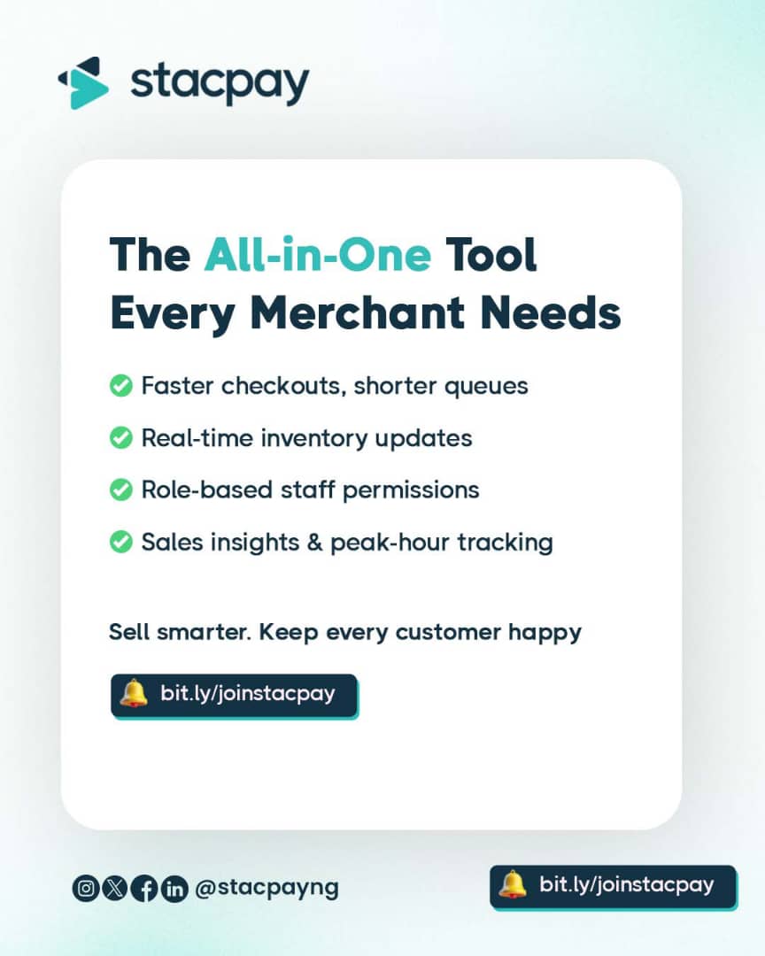 Run your store without the chaos — and keep every customer happy.
👉 Tap the link to get started today!

#Stacpay #Sellsmarter #NoQueueLife #merchanttools #retailsolutios