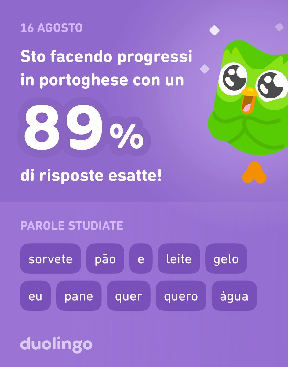Sto studiando portoghese su Duolingo! È gratis, efficace e divertente.