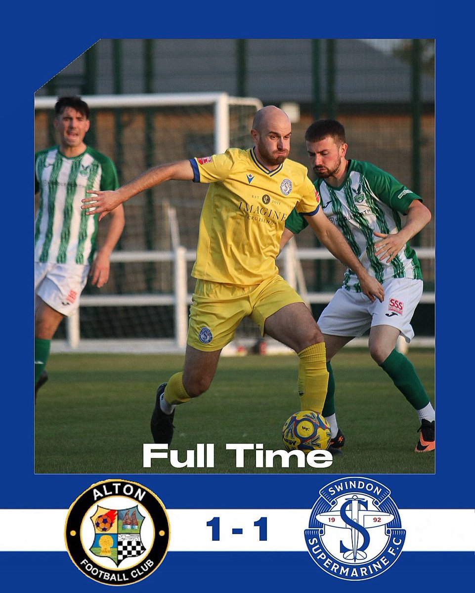 FULL TIME

Josh Blyth’s 90th minute equaliser sees us go to a replay on Monday.

The 10 men threw everything at that in the second half.

#swindonsupermarine