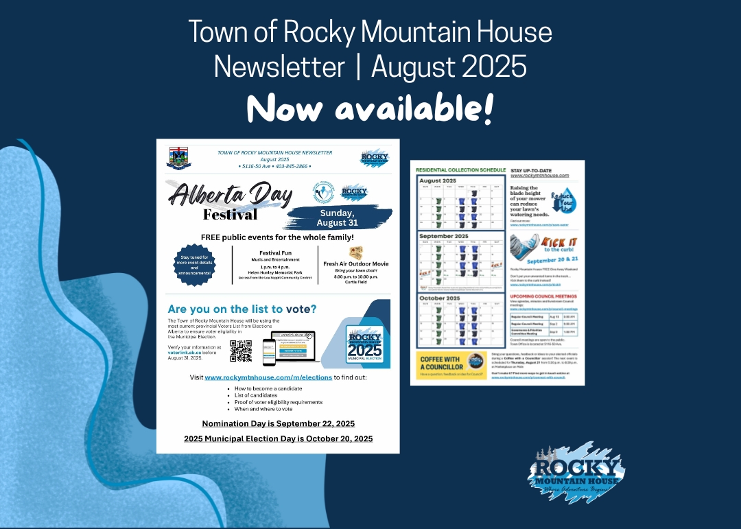 The Town of Rocky Mountain House Newsletter for August 2025 is now available online at ow.ly/xTwH50WGLC3