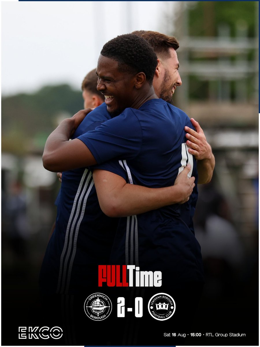 FT | Greenwich 2–0 Lewisham

Goals from centre-backs Malik Sesay and Harry Stacey sealed the win after a dominant performance.

Thank you to matchday sponsors @thackraywilliams, the supporters, officials, and <a href="/LewishamBoroCFC/">Lewisham Borough CFC</a> for turning out 🤝.

#UpTheBoro #AFCGB