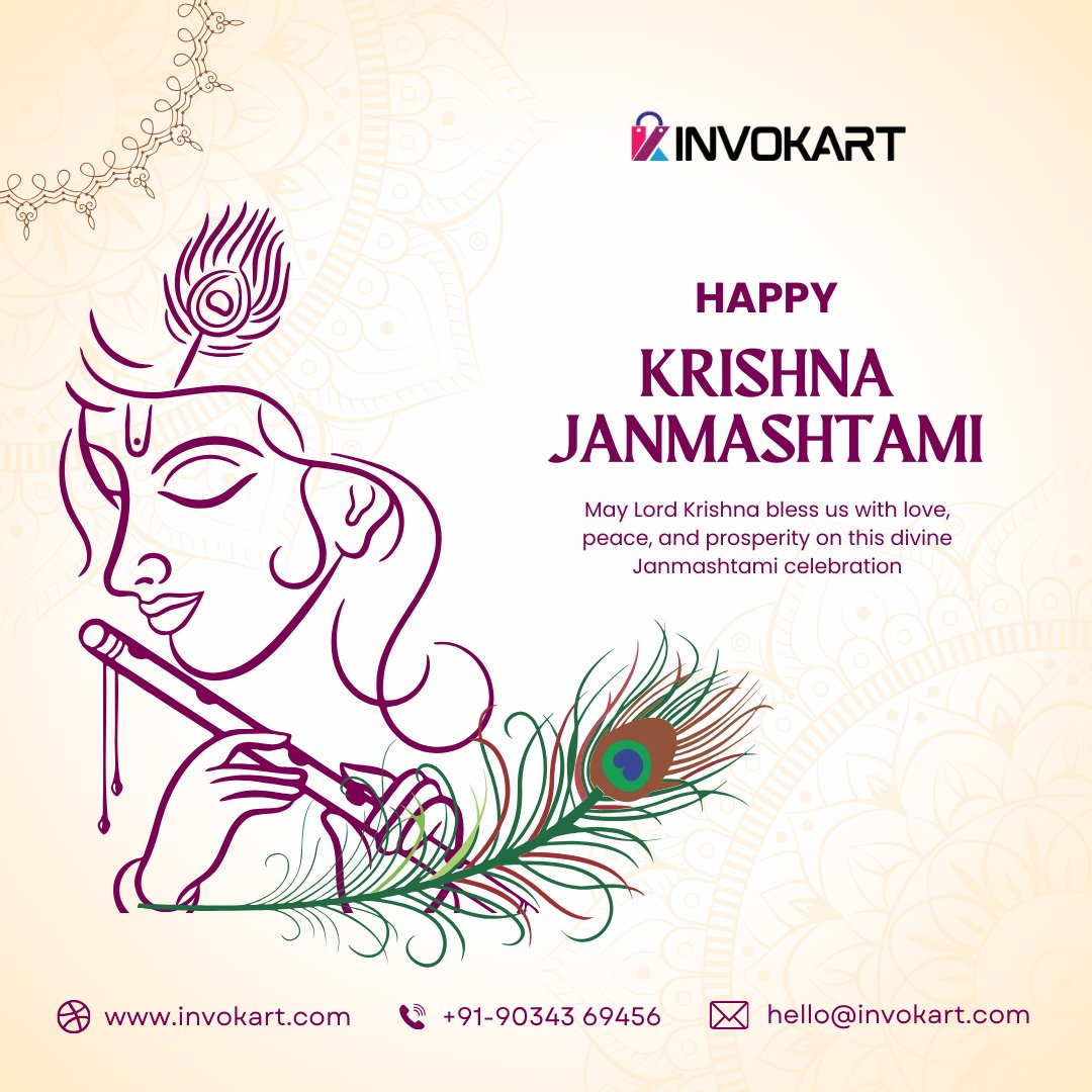 InvoKart's tweet photo. ��🦚 Celebrating #Janmashtami with Devotion &amp; Joy 🪔

#Invokart wishes everyone #peace, #prosperity, and #happiness. 

👉 May this Janmashtami inspire #kindness, #compassion, and #unity in all of us.

📞 +91-90343 69456
📩 hello@invokart.com
🌐 https://t.co/y6sw19NmId https://t.co/BAS7CuIjD3