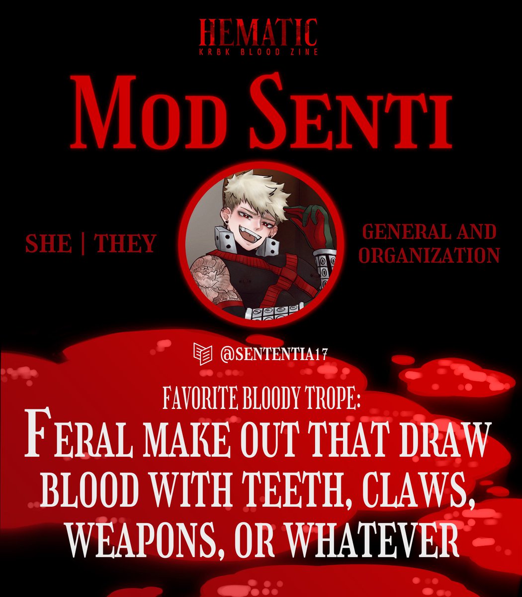 Introducing the Queen of gore; Mod <a href="/Sententia17/">Senti 🔞🩸⚙️💥</a> is keeping things organized AND writing something bloody delicious for our zine 🗡️🩸 How lucky are we? 🖤

#HematicZine