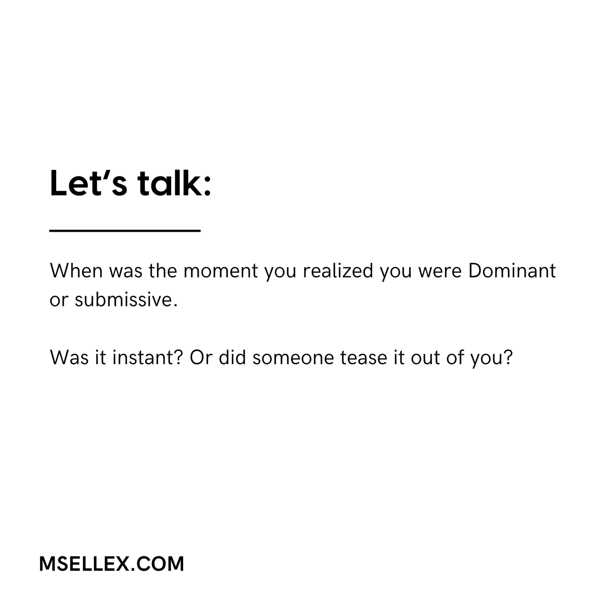 thewisedomme's tweet photo. When did it happen for you?
🔗https://t.co/0LJ729Eoml
#DominantEnergy #KinkTalk #DSdynamic #EroticPower #BDSMeducation #KinkCommunity #ConsentCulture https://t.co/qPhPxXRNcM