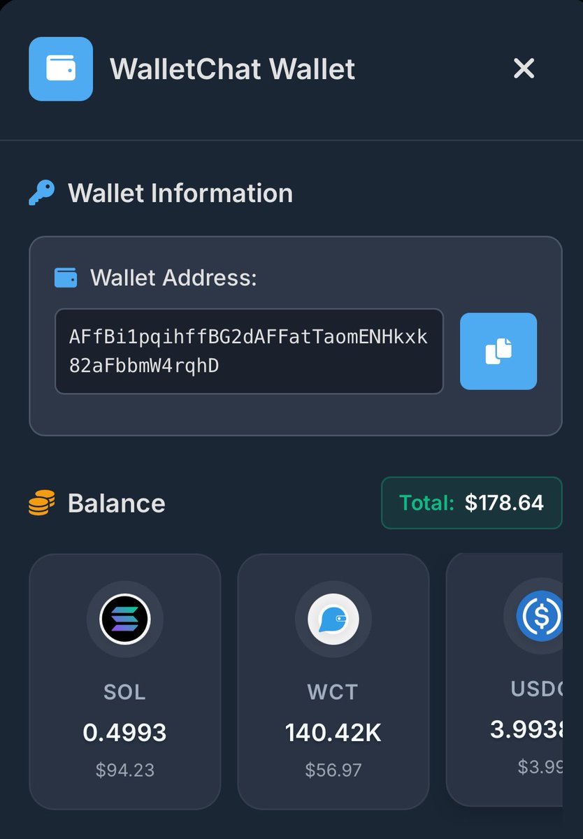 WalletChatToken's tweet image. New update! You can now view the real-time USD value of your tokens directly in your wallet! 🩵 #UseWalletChat #WalletChat