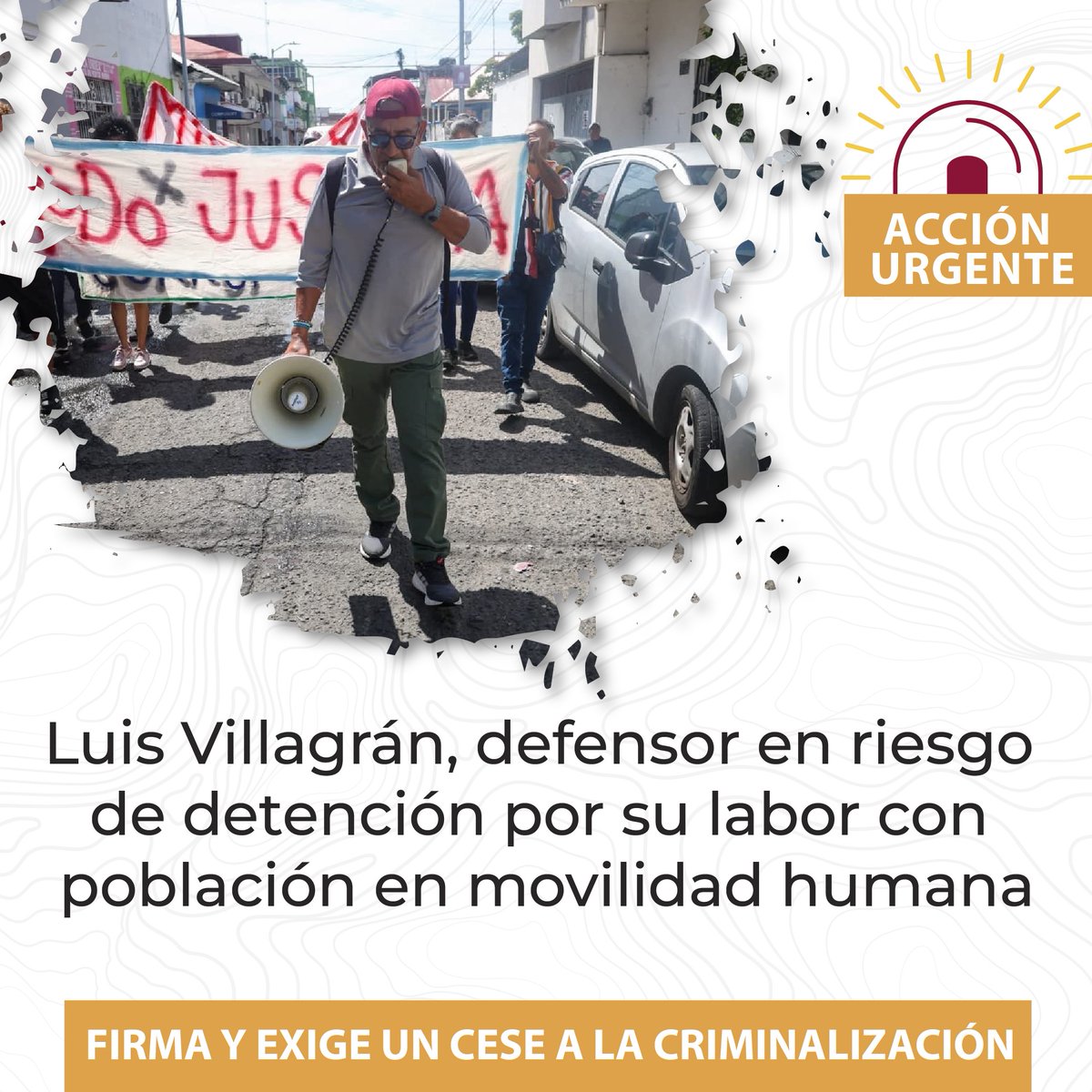 🚨Acción Urgente| Tu firma hace la diferencia 🖊️

La reciente detención del defensor Luis Villagrán se da en el  contexto de una caravana de personas en movilidad. Tras su libertad, sigue en riesgo de detención.

Firma y exige cese a la criminalización:
redtdt.org.mx/archivos/19517