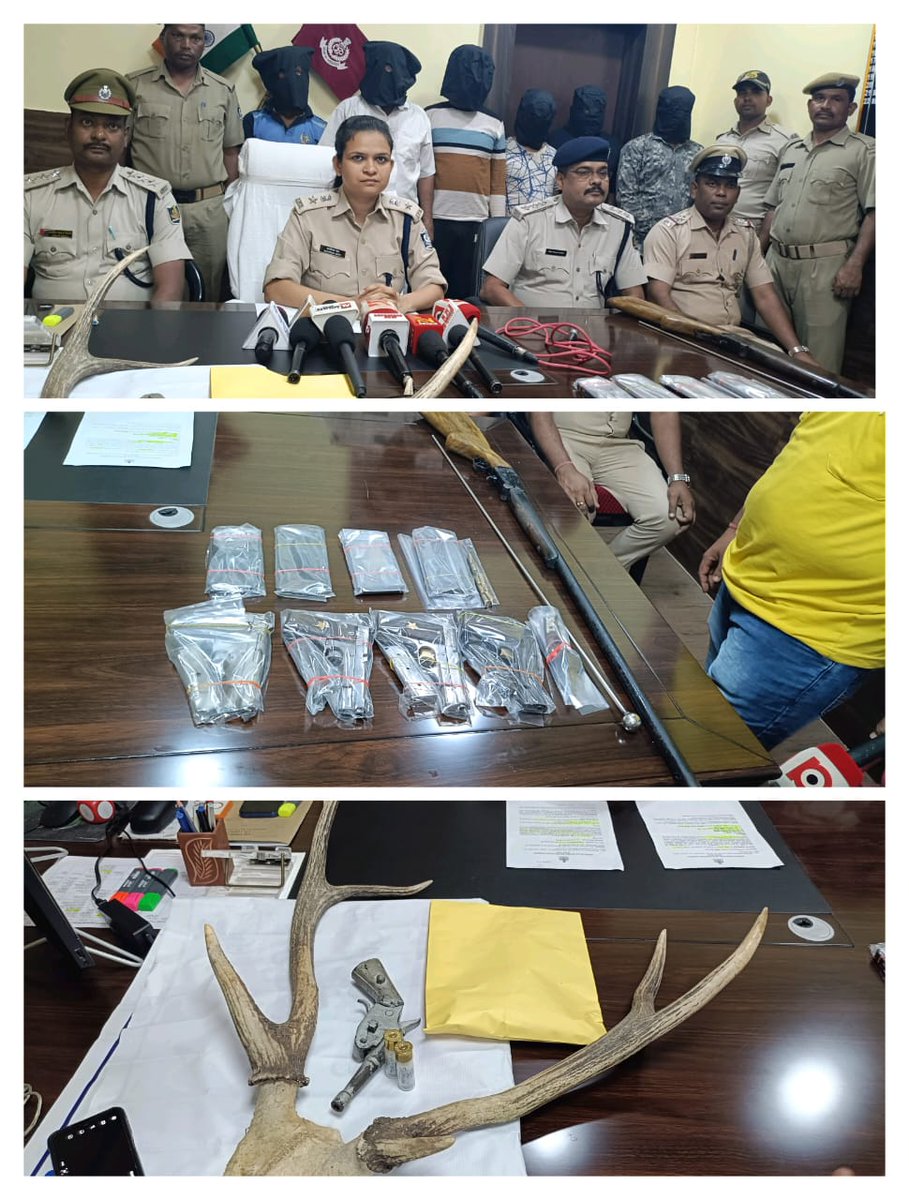 Khordha Sadar PS (Case No. 247/25) and IEPS (Case No. 194/25) arrested 4 inter-district dacoits and 2 drug peddlers. Seized 283.5g. brown sugar, 5 country-made pistols, 1 single bore rifle, 4 live rounds etc. The drive against drugs will continue.