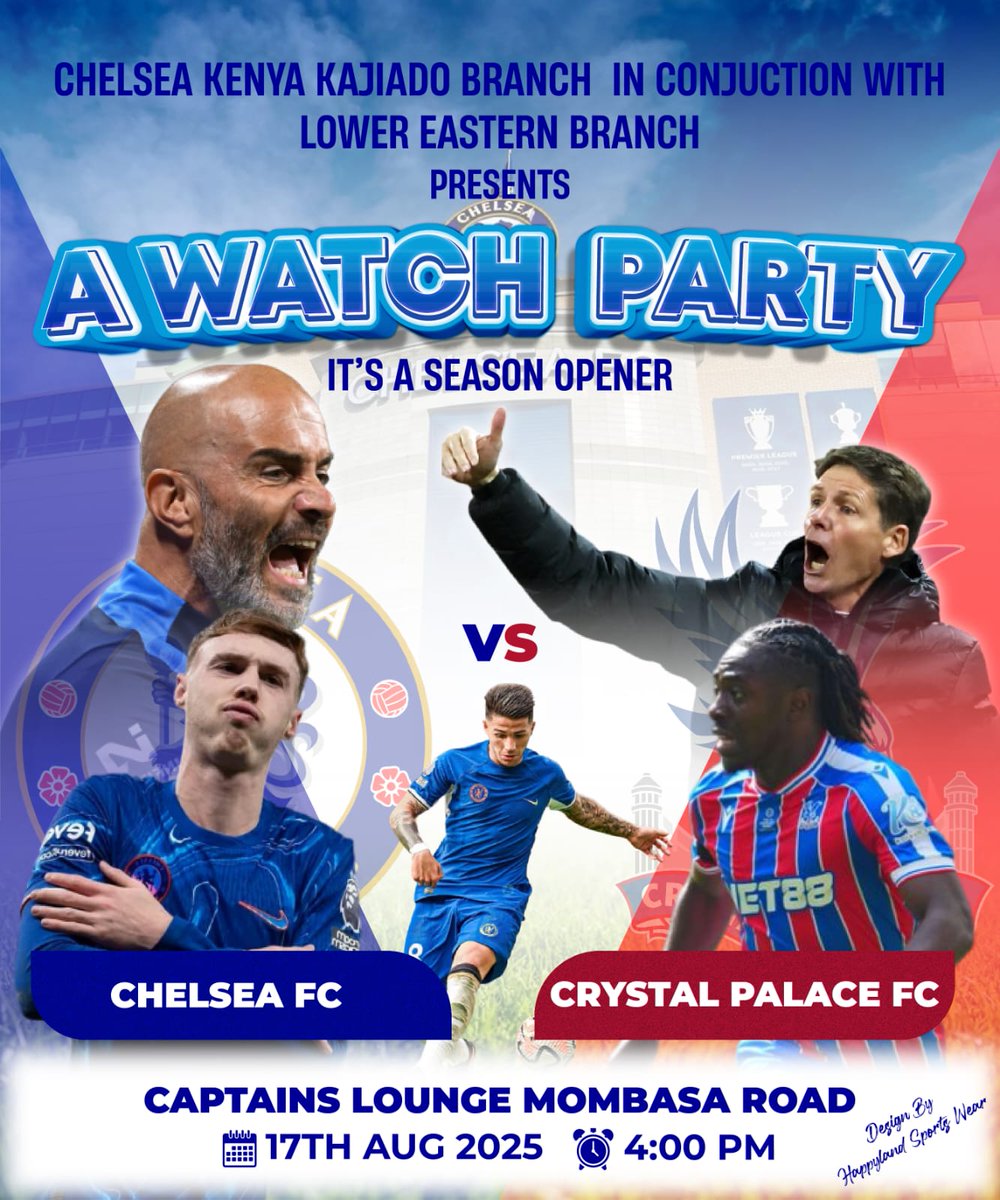 ChelseaKenya1's tweet photo. Where will you be watching the #CHECRY match tomorrow?
Here are some of our watch parties across our Branches.
#NiSiSiKwaSiSi
#ItsOurWayOfLife
#Yurop #Mombasa #Homabay #LowerEastern https://t.co/ctuG2eCFjT