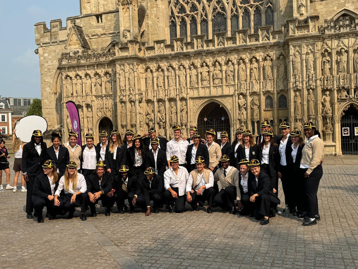 CofEDevon's tweet photo. Exeter is one of the eight cities in the UK to host the Women's World Cup Rugby this year, and today it welcomed the French and Italian teams during a special service. Let's join in giving the teams a warm welcome to the city! https://t.co/cQJBh29YRl