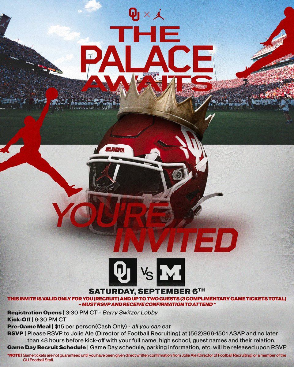 Thank you <a href="/CoachEmmett/">Emmett Jones</a> for the game day invite! <a href="/OU_Football/">Oklahoma Football</a>