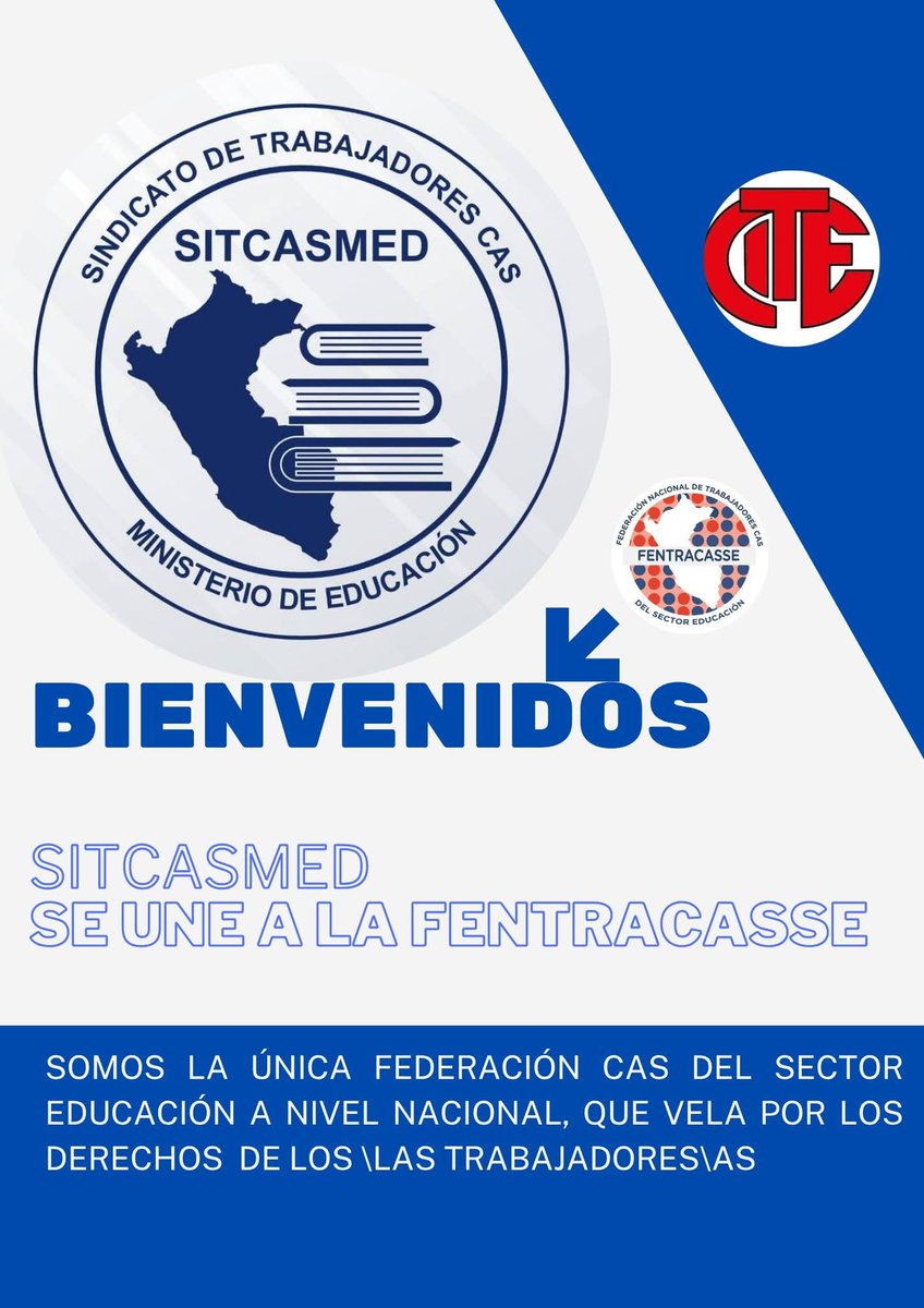 💪🏼 El <a href="/SITCASMED/">SITCASMED</a> se une a la FENTRACASSE ✊🏼 y la CITE PERÚ 🇵🇪

☝🏼Si eres CAS del sector educación, comunícate con nosotros.

📣 No te dejes sorprender por otros. Nosotros si luchamos por el sector educación