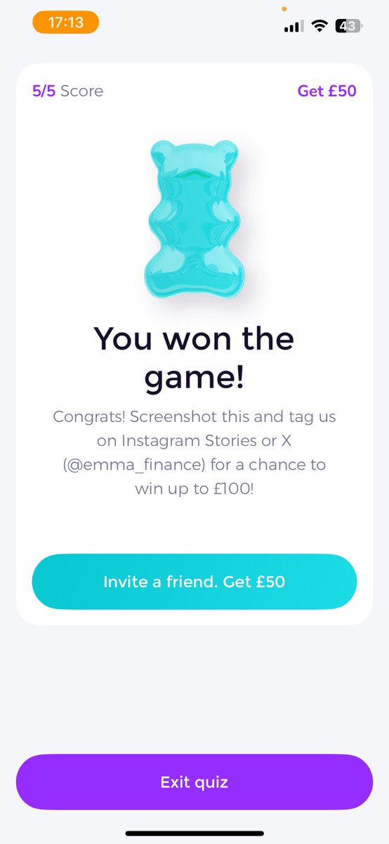 firephoenix83's tweet photo. @emma_finance my screenshot of this weeks winning quiz entry https://t.co/djOwEq2xby