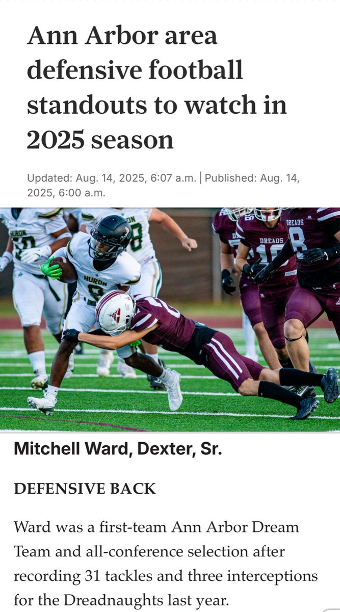 Very thankful to be named an Ann Arbor area player to watch for this upcoming season.
