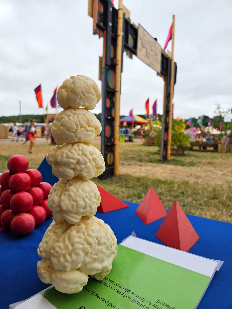 MathsCityLeeds's tweet photo. Earlier this summer we took our pyramid puzzles to the pyramid stage!

Joining the Science Futures field of this year's Glastonbury music festival the team tested out festivalgoers’ brains using EEG brain scanning technology against some of our trickiest geometric puzzles! https://t.co/Br5bGBzy3O