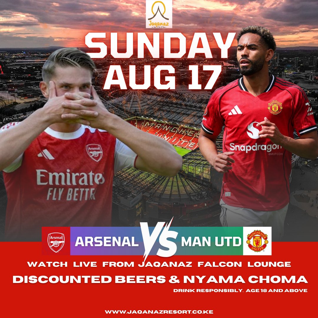 EPL is so back! Catch all matches live from Jaqanaz Falcon Lounge. Lots of drinks and Nyana Choma available.

#epl #manutd #arsenal #fpl