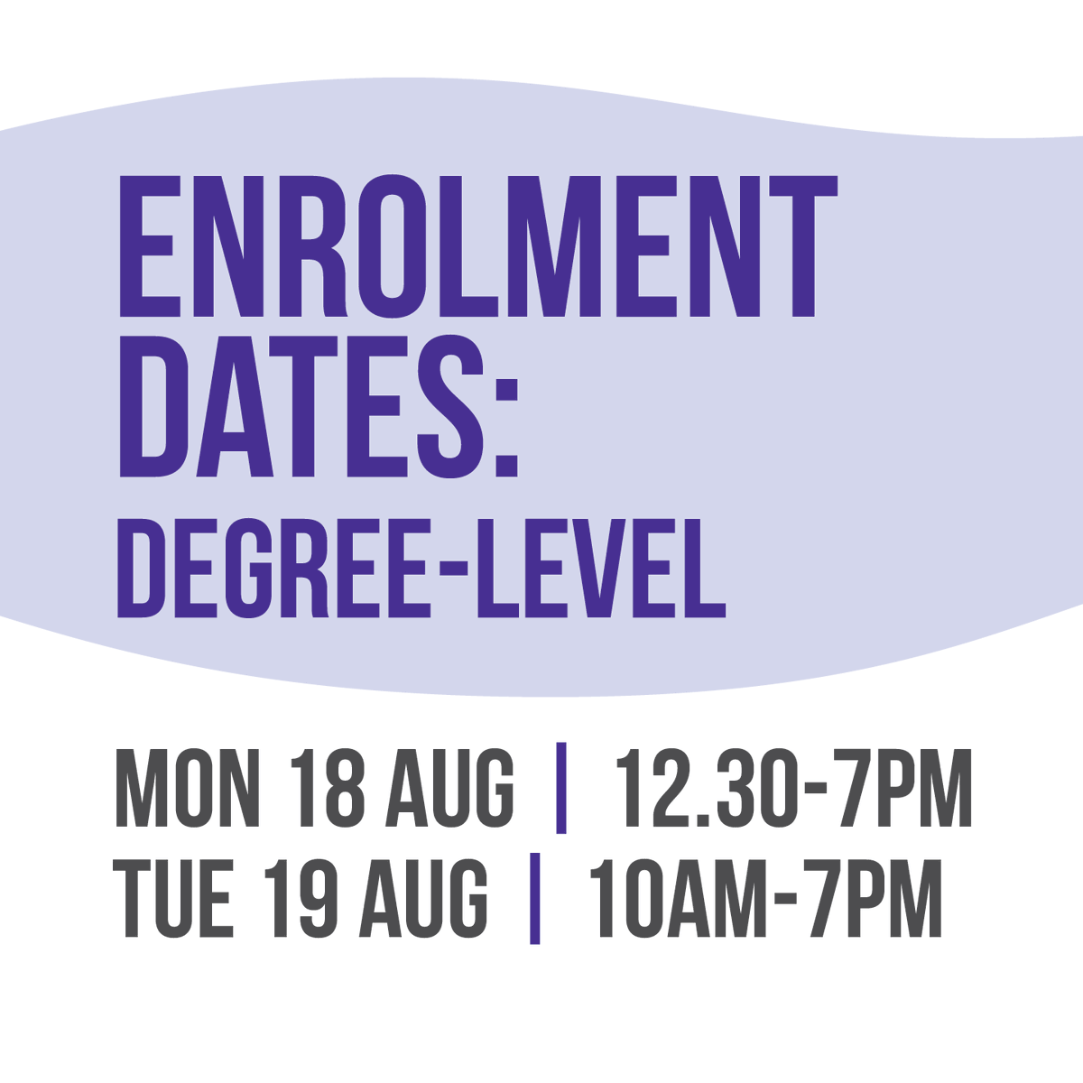 Are you enrolling onto a degree course at B&amp;FC? 🎓

Invite only degree enrolment dates:
🧑‍🎓 Mon 18 Aug | 12.30-7pm
🧑‍🎓 Tue 19 Aug | 10am-7pm

If you are thinking about progressing onto a degree course, it's not too late to enrol! ✨
pulse.ly/nropkru63v