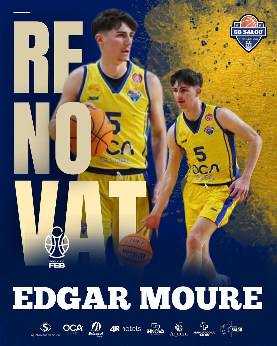 CbSalou's tweet photo. 📢 Renovació confirmada
El morellenc Edgar Moure afrontarà la seva segona temporada al OCA Global Salou.
La seva joventut i energia marquen el ritme de l’equip! 🏀🔥
#CBSalou #SegonaFEB #Renovació #EM5 https://t.co/S0hSe09Fbp