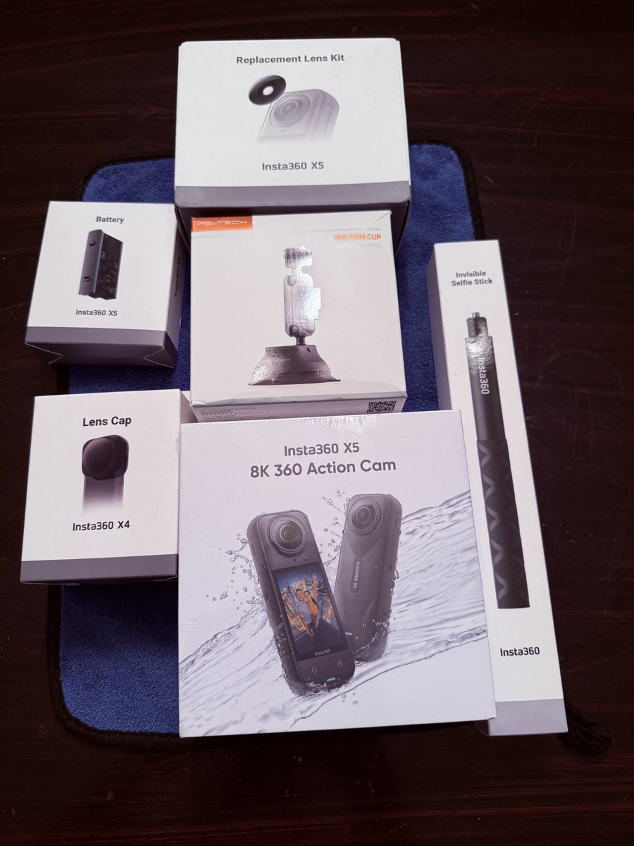 I received the Insta 360 X5 I won at the <a href="/theXtakeover/">X Takeover</a> today.  <a href="/insta360/">Insta360</a> sent a bunch of accessories as well.  Thank you guys for this.  I'm thrilled and need to get busy learning how to use it so I can get some great video next weekend at <a href="/99_Colorado/">🦋Diana🦋</a> Pike's Peak light show.