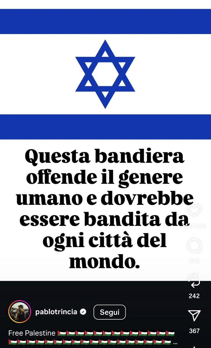 Antonino Monteleone (@a_monteleone) on Twitter photo C’è qualcuno, tra le persone vicine a P. T., in grado di spiegargli che questo messaggio è profondamente antisemita?
Il messaggio che lancia T. rientra a pieno titolo nella definizione di antisemitismo dell’IHRA.
La formula oltre a demonizzare uno stato nel suo complesso si C’è qualcuno, tra le persone vicine a P. T., in grado di spiegargli che questo messaggio è profondamente antisemita?
Il messaggio che lancia T. rientra a pieno titolo nella definizione di antisemitismo dell’IHRA.
La formula oltre a demonizzare uno stato nel suo complesso si