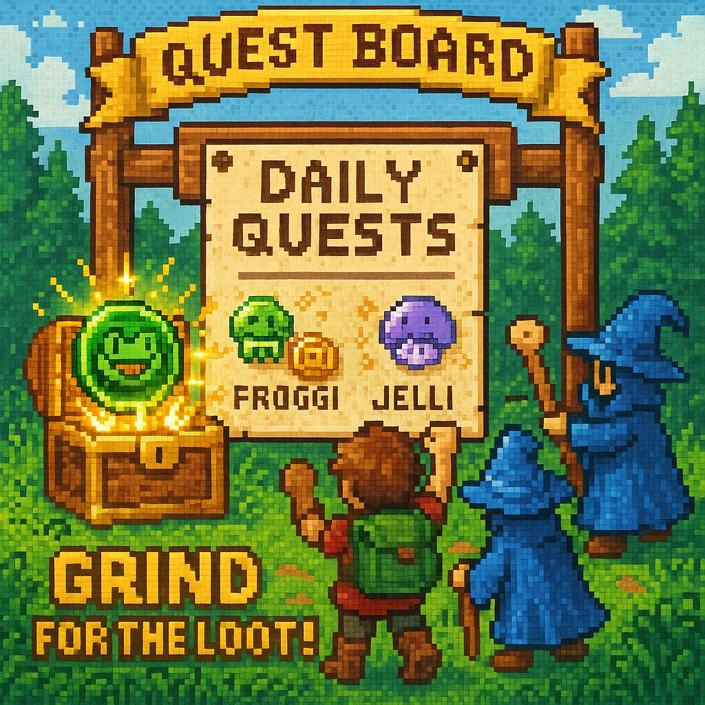 Welcome to ERC-20i’s Tutorial Zone 🎮🍄

Starter chests + daily quests on inscriptions.app aren’t just free $Froggi and $Jelli.
 
They’re onboarding rails disguised as loot drops.
Click → Earn → Learn → Collect → Brag.
