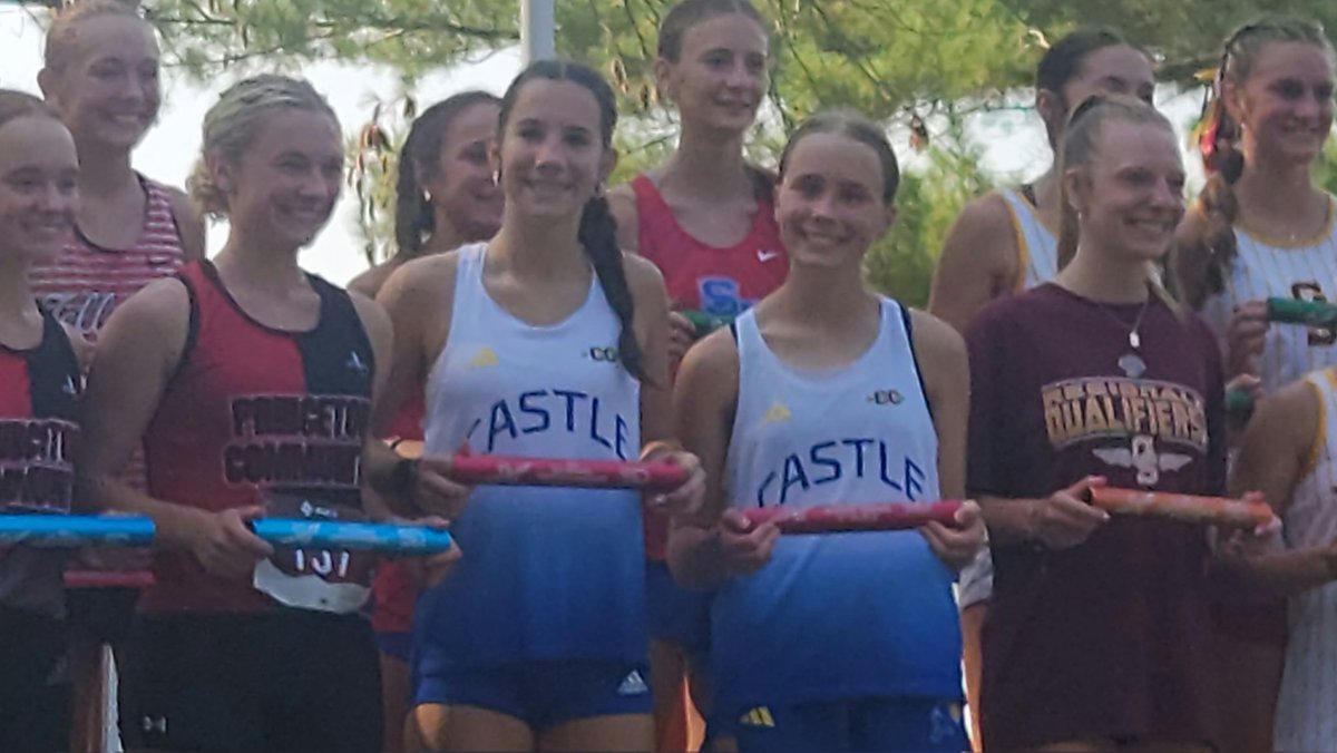 Castle_XCTF's tweet photo. XC results from Gibson Southern Hokum Karem: Girls - Land/Yunker 2nd, Giannini/Mullins 9th; Boys - Kramer/Carlile 2nd, Monroe/Morris 6th. @CastleAthletics https://t.co/AyvjQdMKLm