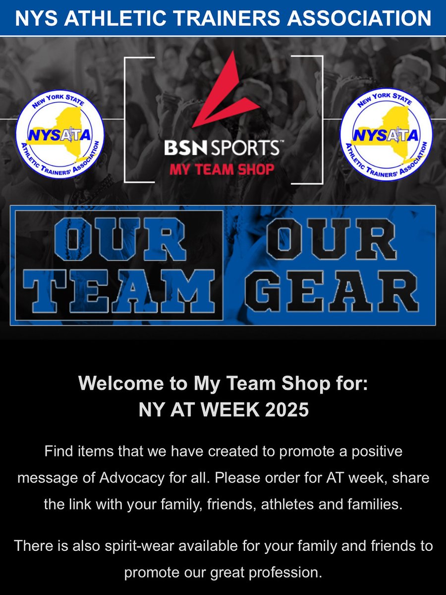 💚NY AT WEEK 2025 TEAM STORE is OPEN!💚

Theme: “You Matter – You are seen, You are heard, The world is better with you in it”

Shop now thru Aug 22🛍️🛒: bsnteamsports.com/shop/pQRrGSZhab✅

Use Access Code: pQRrGSZhab 

Go!

#NYSATweek #YouMatter #ATAdvocacy #ShopSale #Sale #ShopOnline