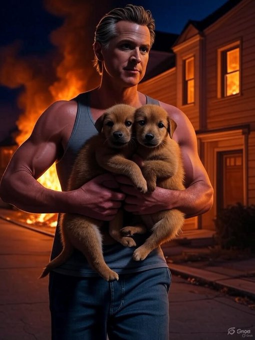 Cathy V 🆘 🌊 (@zpoet) on Twitter photo <a href="/GovPressOffice/">Governor Newsom Press Office</a> Long Live Gavin Newsom! He rescues puppies from burning buildings, while Noem shoots them in the face! <a href="/GovPressOffice/">Governor Newsom Press Office</a> Long Live Gavin Newsom! He rescues puppies from burning buildings, while Noem shoots them in the face!