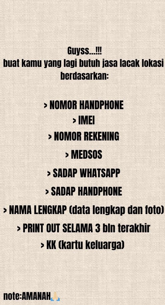 sjtdgmtmm's tweet image. 🎯lacak hp hilang by no hp / imei
🎯lacak penipu/scammer/tabrak lari/terror/. revengeporn 
🎯lacak lokasi orang
🎯sadap akun / hack akun / pulihkan akun
FS! : wa wa.me/message/DBAF4U…