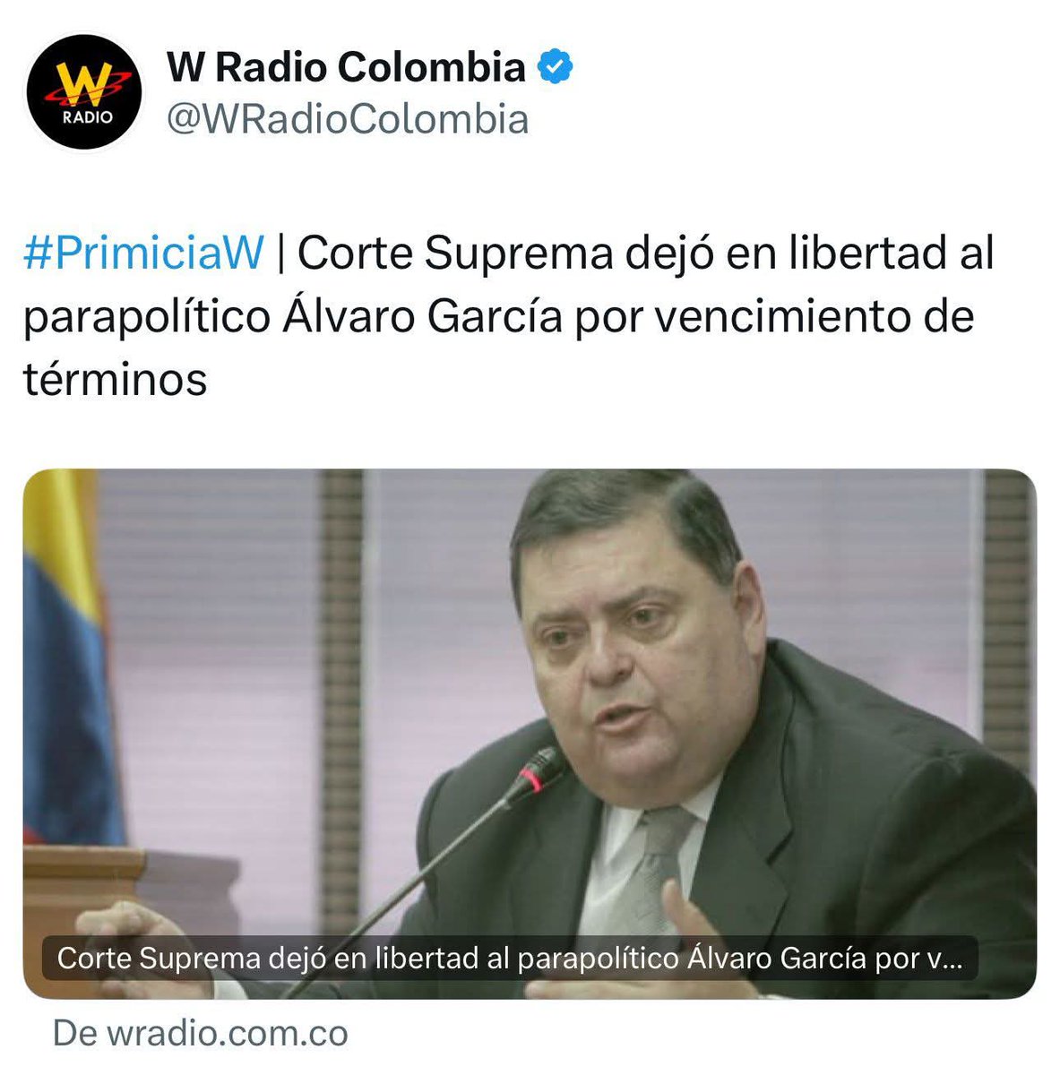 En Colombia , no valemos tres tiras de Mond@
Imposible que este buen hombre haya quedado libre.
<a href="/petrogustavo/">Gustavo Petro</a> 
<a href="/HELIODOPTERO/">Gonzalo Guillén</a> 
<a href="/SARGENTOCHALA/">🇨🇴SARGENTO DEL EJÉRCITO NACIONAL DE COLOMBIA🇨🇴</a> <a href="/IvanCepedaCast/">Iván Cepeda Castro</a> 
<a href="/CorteSupremaJ/">Corte Suprema de Justicia</a> 
<a href="/CConstitucional/">Corte Constitucional</a> 
<a href="/CorteIDH/">Corte Interamericana de Derechos Humanos</a>
