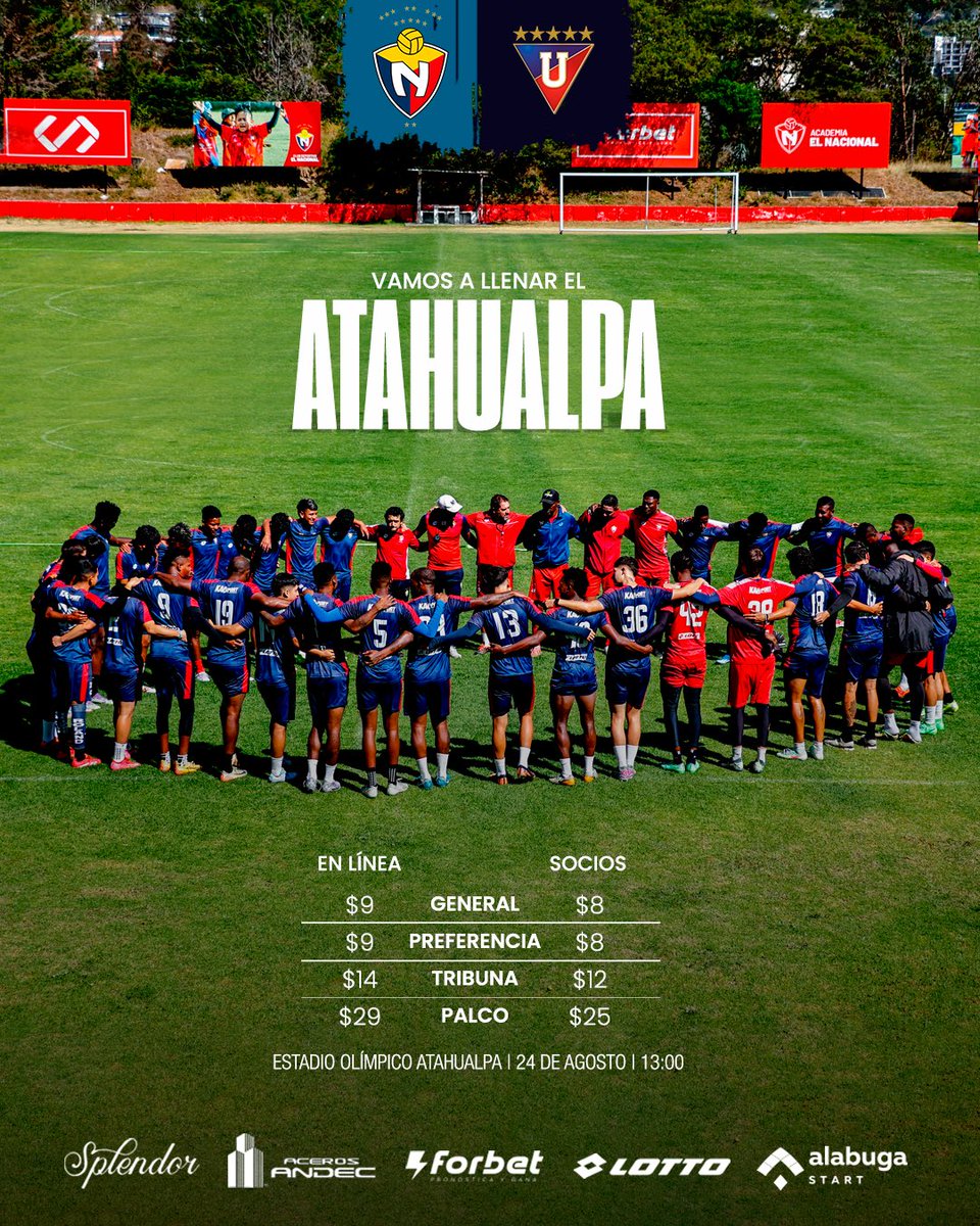 Atención, hinchada 🚨🔴

¡Los clásicos no se juegan, los clásicos se ganan!

Acompaña al único Bitri Campeón del fútbol ecuatoriano en su encuentro contra Liga y pintemos de rojo el Olímpico Atahualpa.

🎟 Ya puedes adquirir tu preventa en SuperTicket.ec

¡Vamos todos a