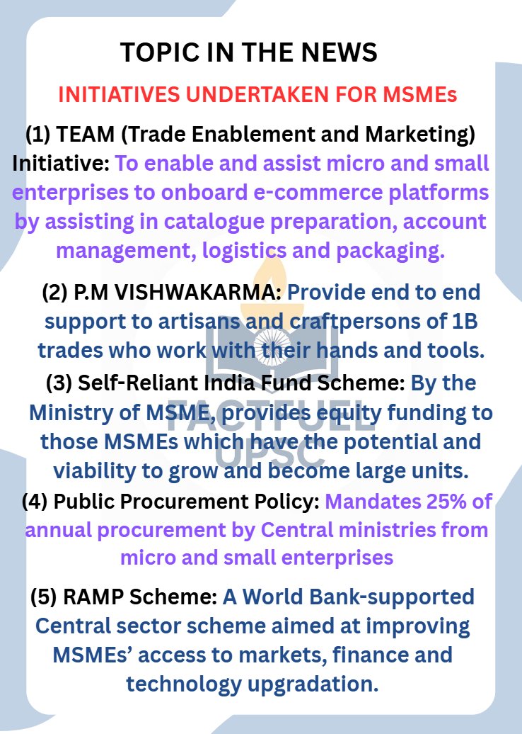 factfuelUPSC's tweet photo. Udyam Assist Platform 2023 launched to bring informal enterprises under formal orbit &amp; avail benefits of Priority Sector Lending.
NI-MSME continues to empower enterprise promotion &amp; entrepreneurial development. #Janmashtami #AskSRK #factfuel #TrumpPutinSummit #SaveDelhiDogs2025 https://t.co/eyc6k53OId
