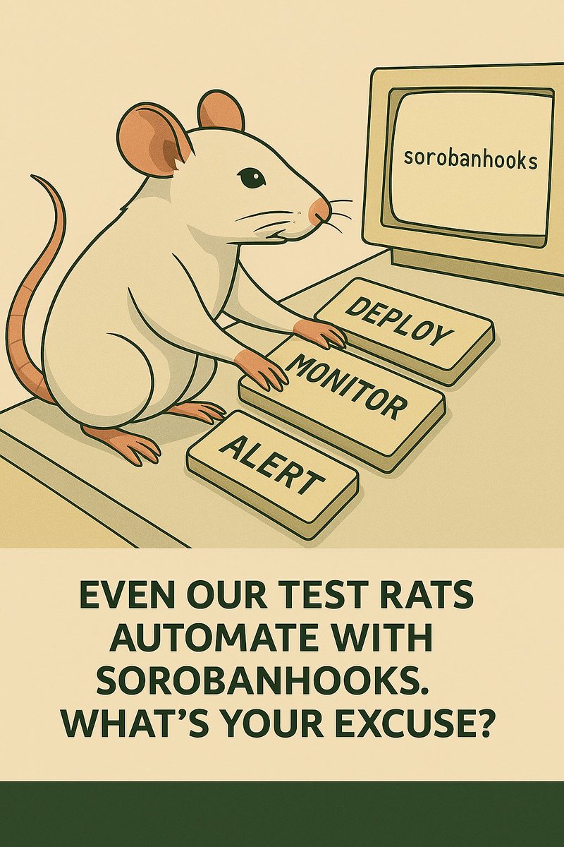 sorobanhooks's tweet photo. Even our test rats automate with SorobanHooks ππ» Deploy. Monitor. Alert. No excuses.
#SorobanHooks #AutomationMadeEasy #Web3 #SmartContracts #Crypto #RatPoweredTech #DeployMonitorAlert https://t.co/MMSOwo077w