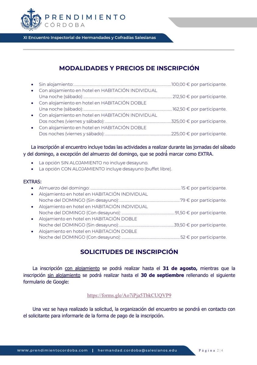 HSalesianas's tweet photo. XI ENCUENTRO DE HERMANDADES Y COFRADÍAS SALESIANAS |

Nuestra querida @PrendimientoCor acoge el encuentro de Hermandades Salesianas durante los días 7, 8 y 9 de noviembre.

Días para compartir y convivir bajo el carisma de San Juan Bosco que nos ilumina.
Te animamos a participar. https://t.co/2SYEdSdG81