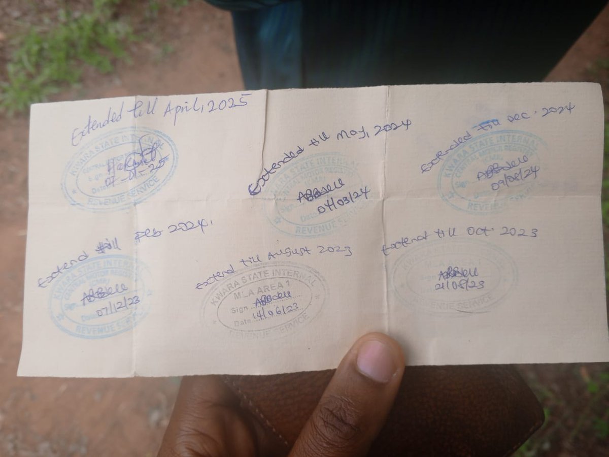 abdooladio's tweet photo. @AyoOyalowo @DrJoeAbah @FRSCNigeria Story of my life! It'll soon be three years since I've been getting the runaround. See the multiple "extension" stamps on my temporary licence https://t.co/WwgeF9nfJg