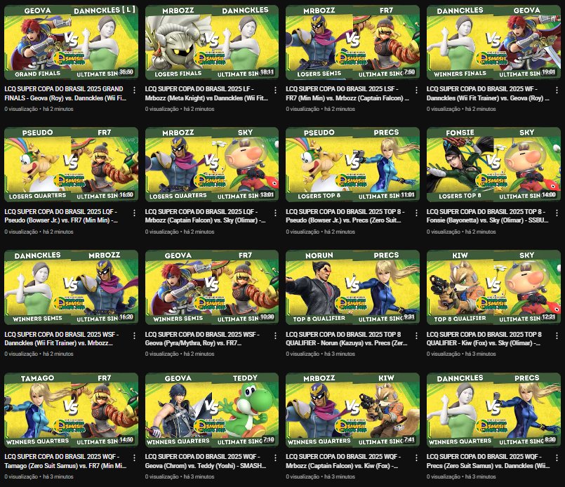 SSBU_Brasil's tweet image. Dito e feito:

As partidas do Last Chance Qualifier da SUPER COPA SMASH DO BRASIL 2025 também foram publicadas no YouTube! Todos os 28 sets transmitidos disponíveis 🫡

feat. Geova, Dannckles, Mrbozz, FR7, Pseudo, Sky, Precs, Fonsie e +!

#SmashBrosUltimate #SSBU #FGCBR

⬇️⬇️⬇️