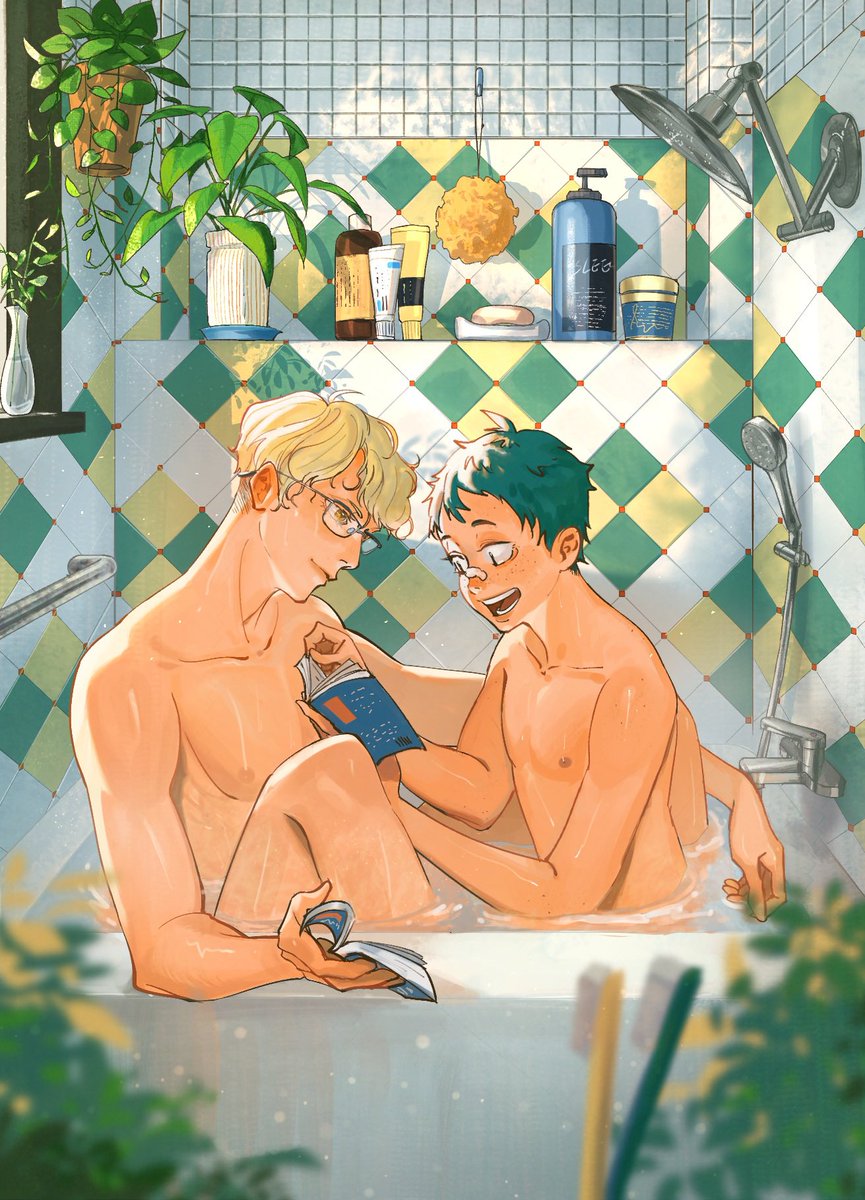 月山🌙⛰️
說真的在泡澡時戴眼鏡還看書實在是很反社會人格
🫧🛁📖
總是一個不小心把🌙⛰️畫出霸總嬌妻感實在很拍謝，⛰️應該要在大隻一點但我發現時已經來不及了（？