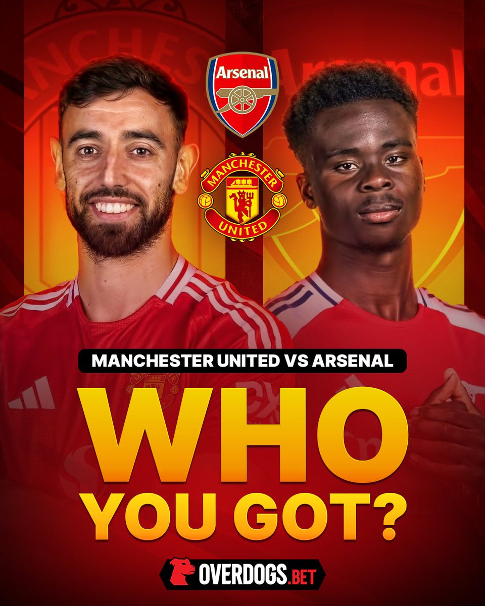The Premier League is BACK! 🔥

It’s Manchester United vs Arsenal tomorrow as both giants kick off their campaigns.

Red Devils or Gunners… WHO YOU GOT?

👉 Bet smart. Bet bold. Overdogs.bet