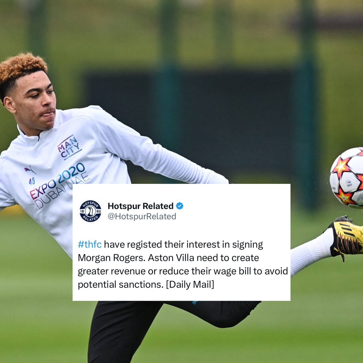 thfcrealm's tweet photo. 🚨⚪️RUMOURED SPURS INTERESTED IN MORGAN ROGERS 

🤯What is going on this summer with Levy? Is he OK?! 

🤔Thoughts on this potential transfer? 

🤝 Enjoying the content? Please like the post and follow the page…

#thfcrealm #spurs #coys #morganrogers #tottenham #transfer https://t.co/Qob2ouuy05
