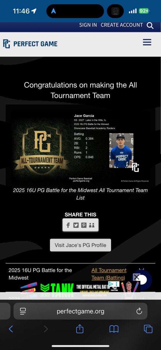 Thank you <a href="/IowaPG/">Perfect Game Iowa</a> for the All tournament team in Marion Iowa. <a href="/SBARaiders/">SBA Raiders</a> <a href="/SBATheShow/">Showcase Baseball Academy</a> <a href="/jakerobbins49/">JAKE ROBBINS 🇺🇸</a> <a href="/huntley_bball/">Huntley HS Baseball</a>