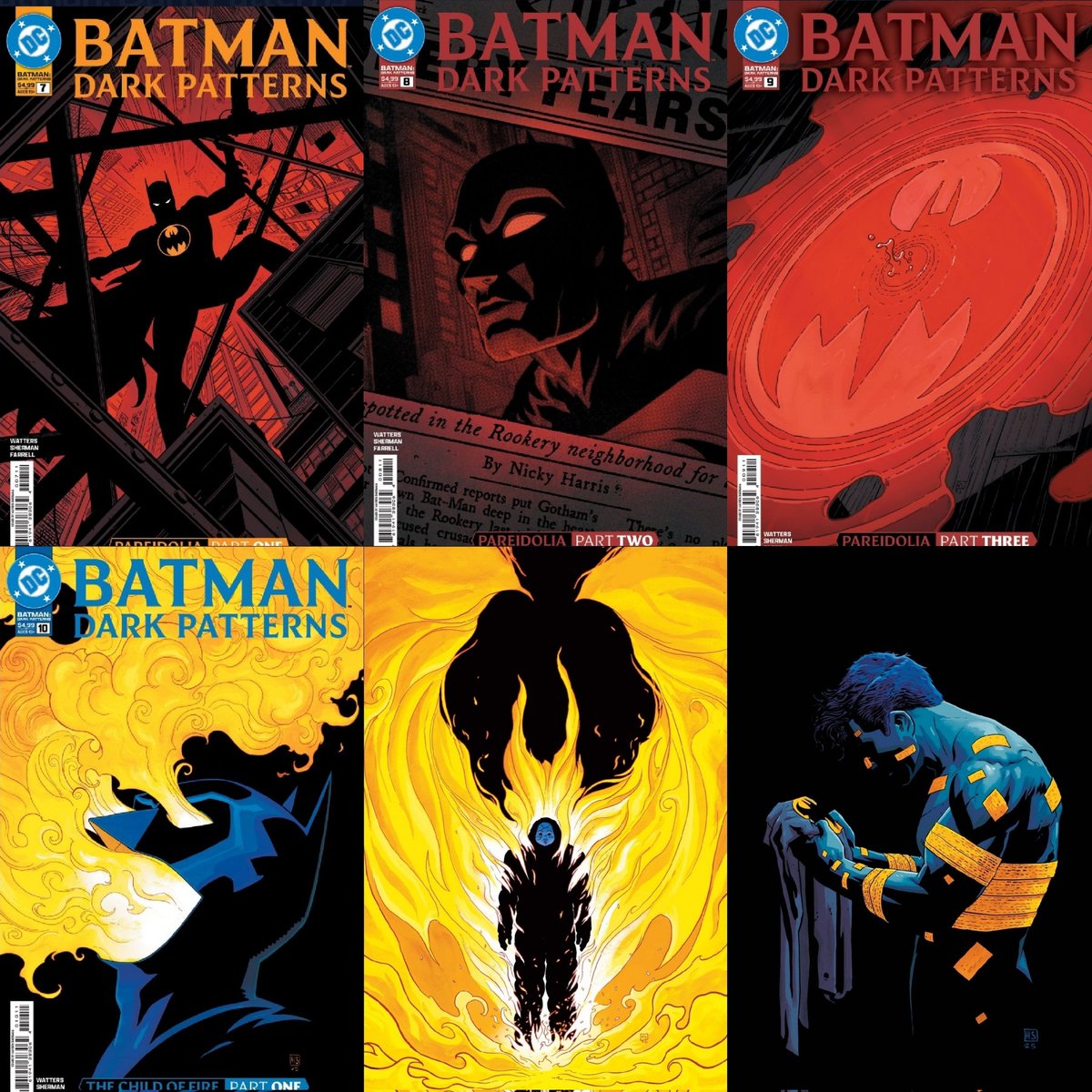 Batman: Dark Patterns #1-12 covers by Hayden Sherman.

The series comes to an end in November.