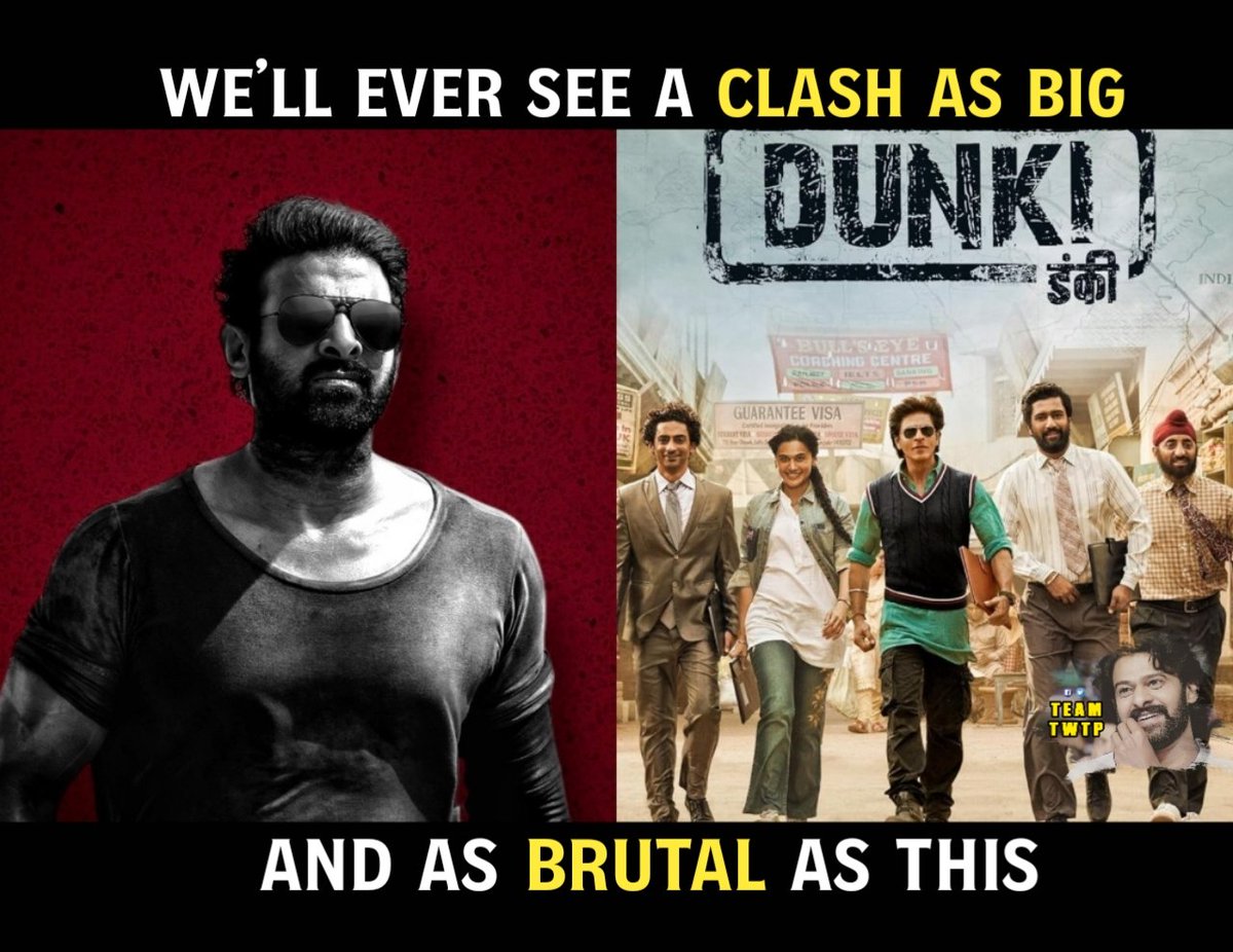 TeamTWTPOffi's tweet photo. A hero coming after 3 disasters banging a hero coming after 2 1000cr movies 
Biggest clash of the century,
#Salaar vs #Dunki 
#Prabhas https://t.co/M5cjvm4QhS