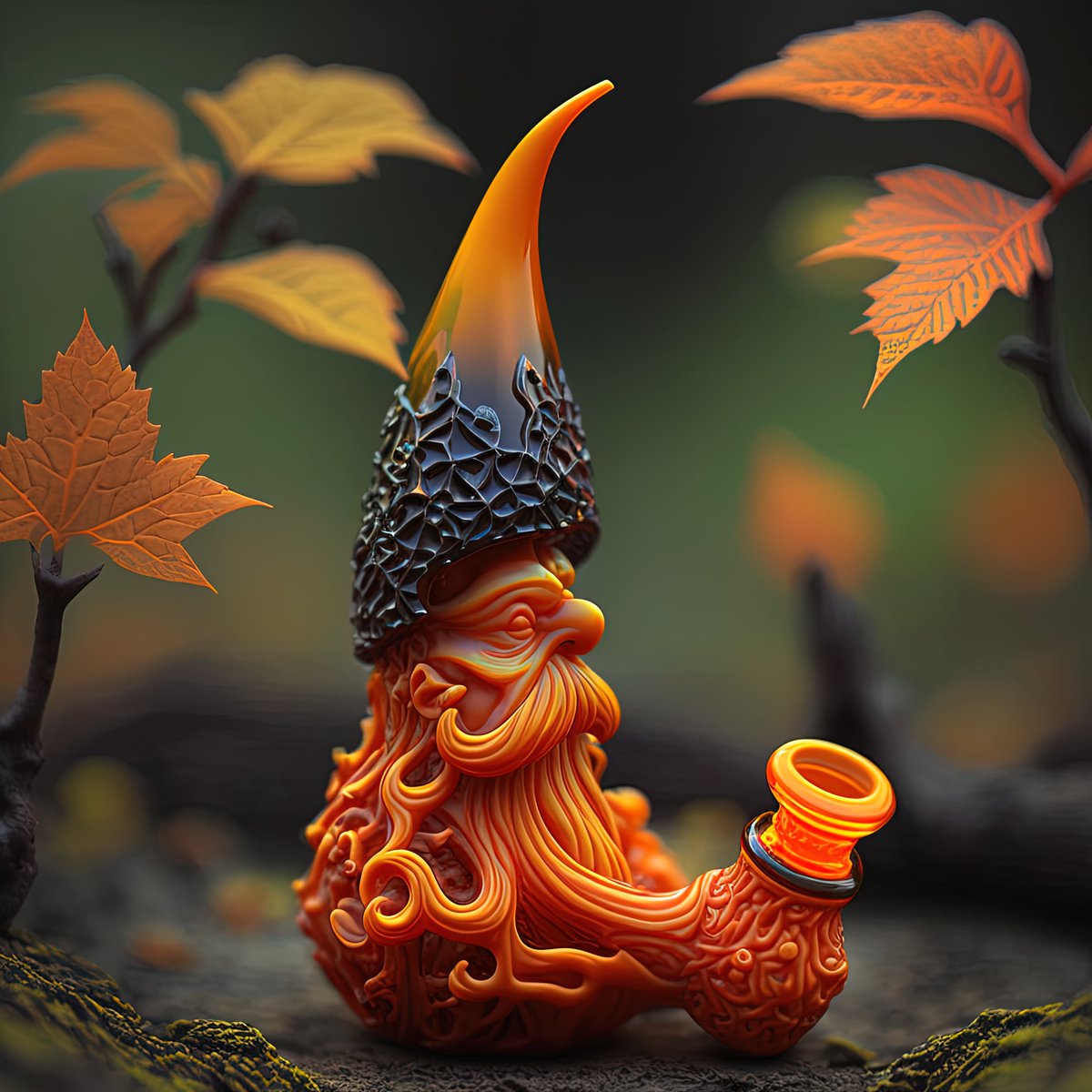 NoBanksNearby's tweet image. Gnome #406 with that worked amber-orange boro and that carved hat. Heady. 🔥

#NFTArt #DigitalCollectibles #TorchWork #GlassArt #GlassArt2025
